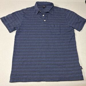 Patagonia Blue Striped Organic Cotton Polo Shirt